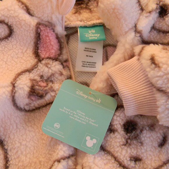 Disney Baby Winnie the Pooh Piglet Pink Fleece Zip Up Jacket 12 Months NWT - Picture 3 of 3